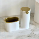 Dispenser Porta Detergente com Bucha Linha Conceito Branco com Dourado