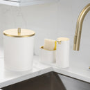 Dispenser Porta Detergente com Bucha Linha Conceito Branco com Dourado