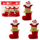 Enfeite De Veludo Papai Noel Com Bota 3 Unidades 8cm X 4cm U / UNICA