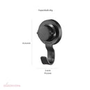 Gancho de Parede Preto Fosco com Ventosa Resistente 10,5cm