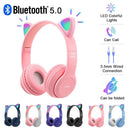 Fone Bluetooth Criança Orelhas De Gato Com Luz LED Dobrável Sem Fio Com Microfone ka920