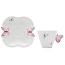 Jogo de 6 Xícaras de Café Porcelana com Pires Borboletas - 100ml