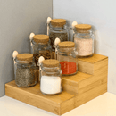 Kit 4 Potes de Vidro Tampa Rolha com Colher Bambu 240ml