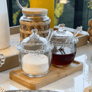 Kit 3 Peças Açucareiro, Meleira e Travessa Coração de Cristal