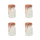 Kit 4 Porta Tempero Hermético de Vidro e Metal Rose Gold - 8 cm