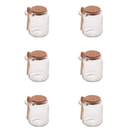 Kit 6 Potes de Vidro Tampa Rolha com Colher Bambu 240ml