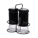 Porta Condimentos de Vidro com Suporte Sancho Preto