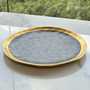 Prato Raso Dubai em Porcelana Preto e Dourado 25cm
