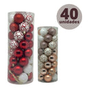 40 Bolas De Natal 5cm Sortidas Master Christmas Vermelha/rose