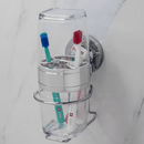 Suporte com Porta Escova e Creme Dental com Ventosa Cromado