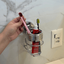 Suporte com Porta Escova e Creme Dental com Ventosa Cromado